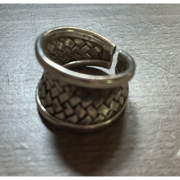 Sterling Silver 925 Adjustable Basket Weave Concave Ring Size 8 - Picture 8 of 8